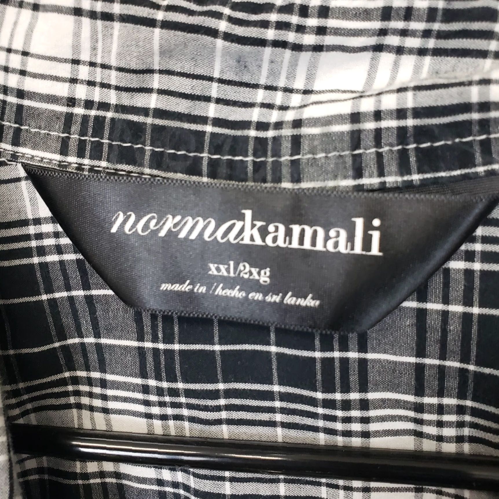 Norma Kamali VINTAGE Norma Kamali Womens Button Front Shirt Sz 2XL Black White Plaid Short Sleeve Mens Size XXL / US 16-18 / IT 52-54 - 6 Thumbnail