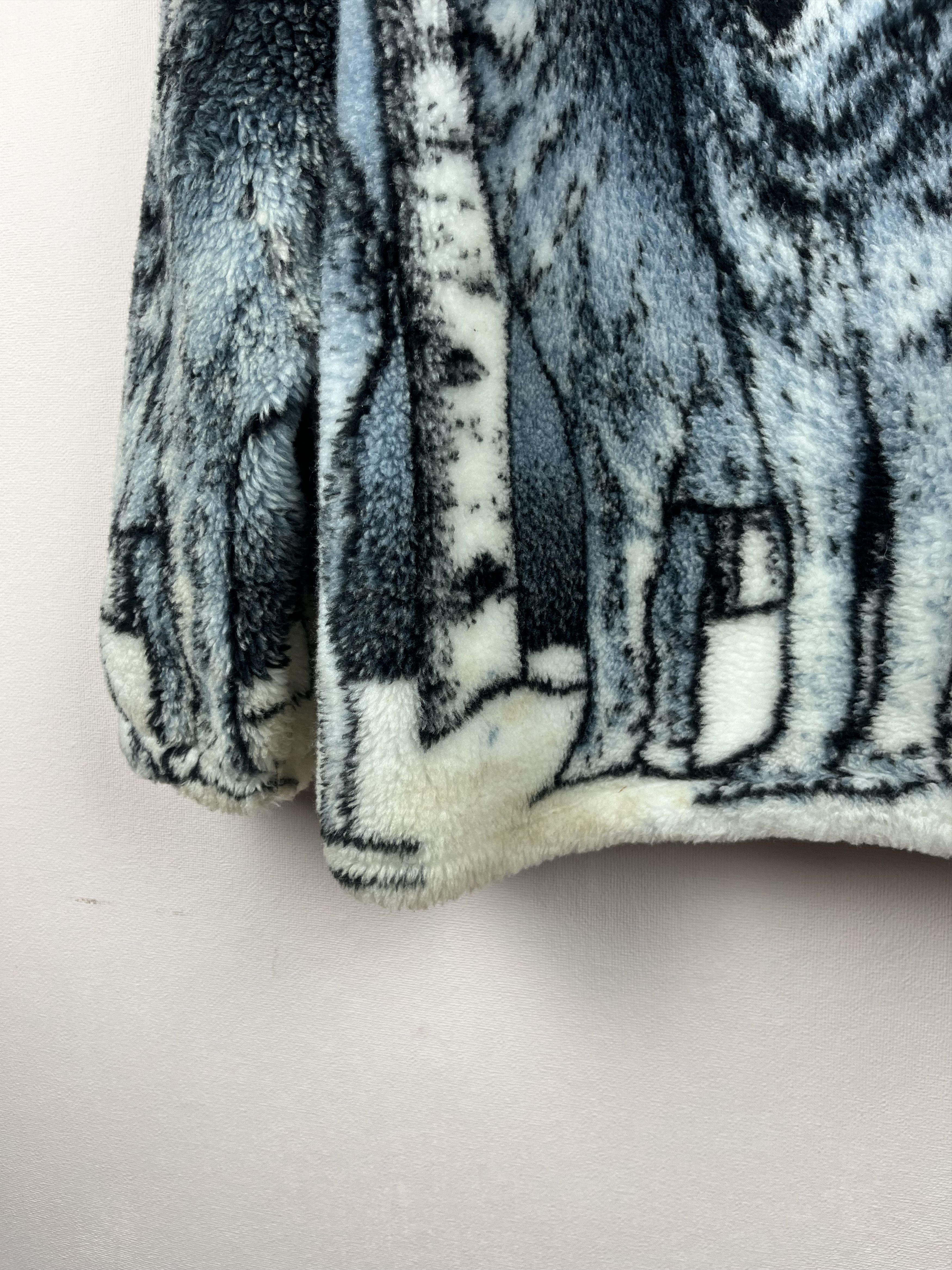 Vintage Vintage Wolf Sherpa Fleece Jacket Art Animal All Over Print Size US L / EU 52-54 / 3 - 11 Thumbnail