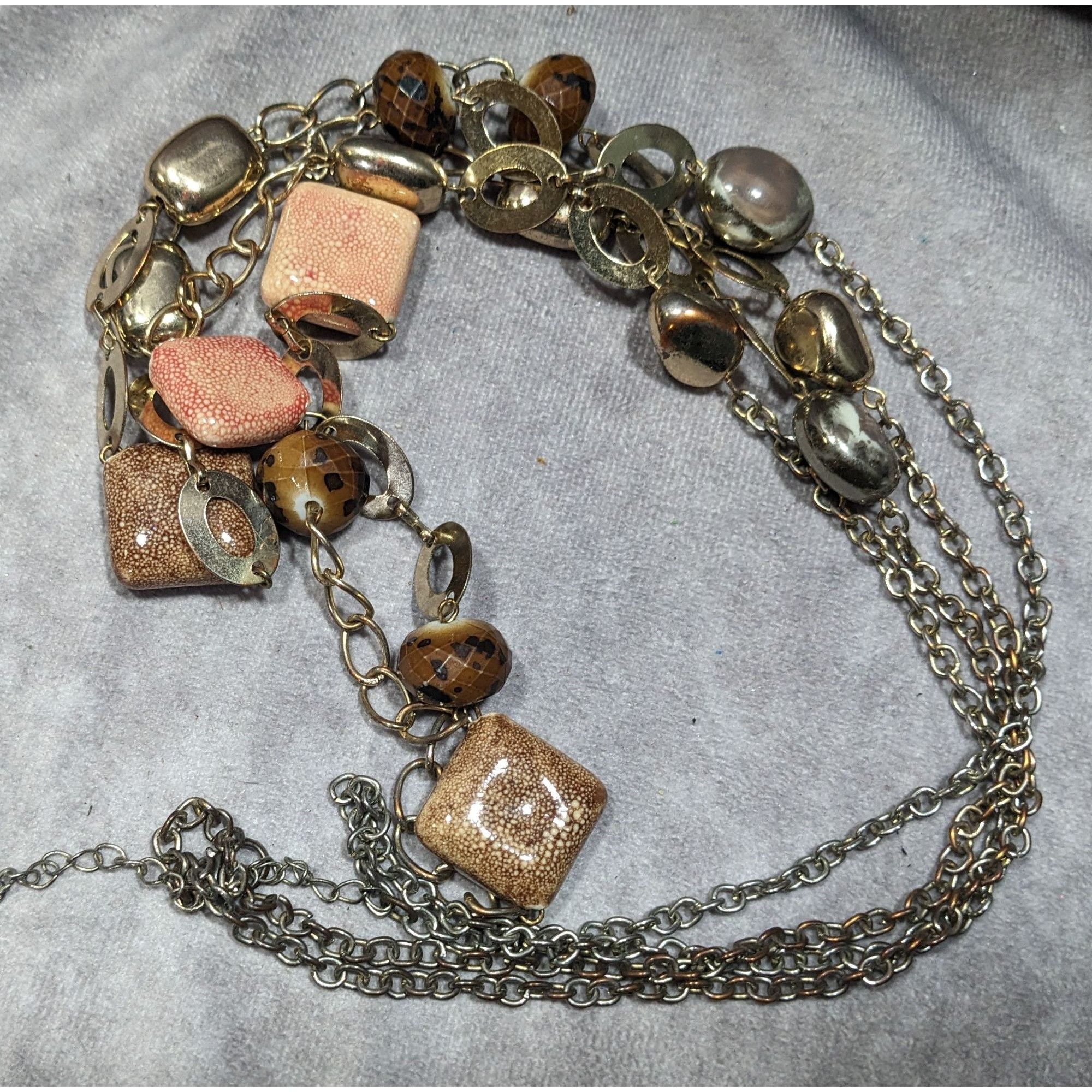 Other Retro Chunky Ceramic Glass And Metal Layered Necklace Size ONE SIZE - 8 Thumbnail