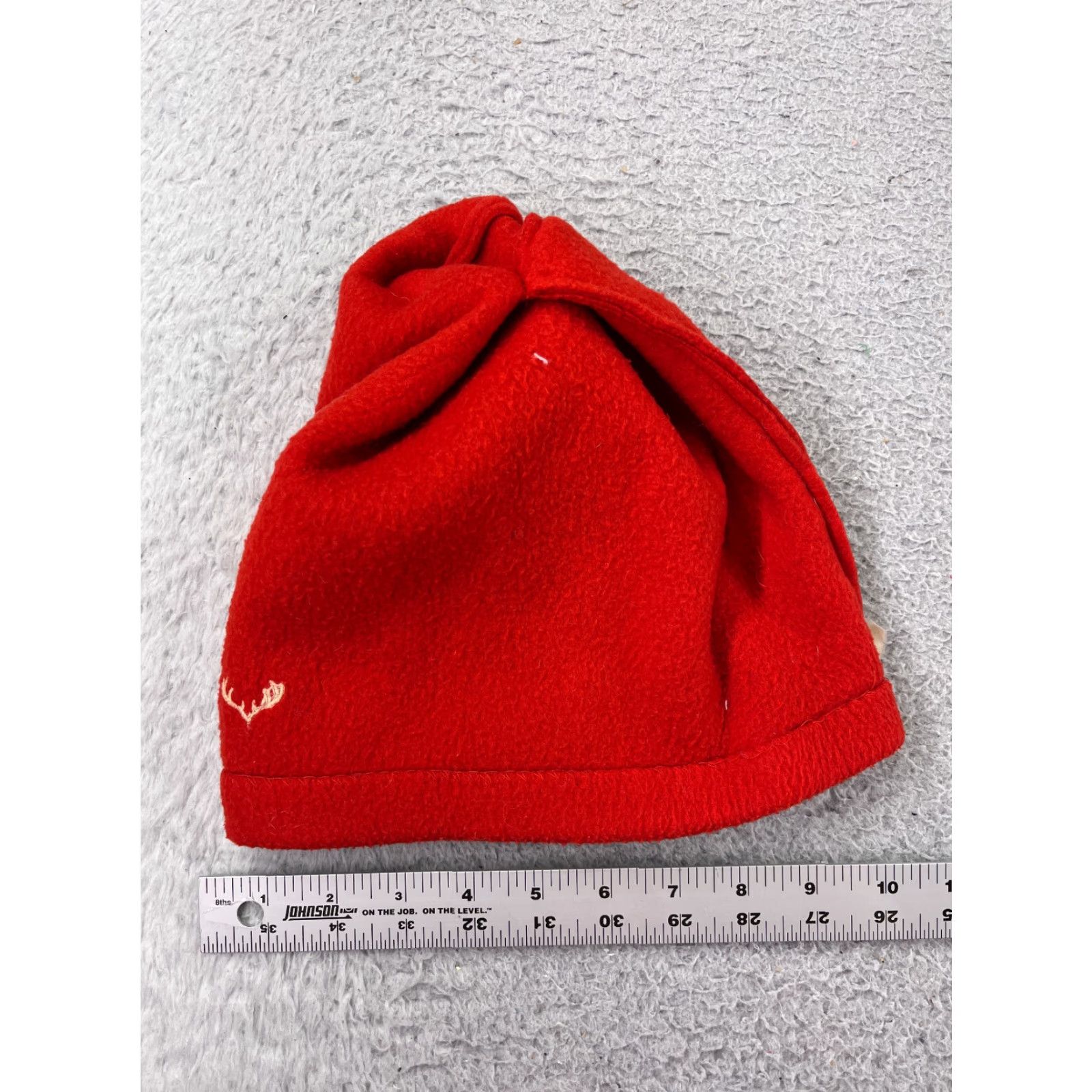 Vintage Reindeer Antlers Beanie Toque Adult One Size Red Knit Fleece 100% Polyester Size US M / EU 48-50 / 2 - 5 Thumbnail