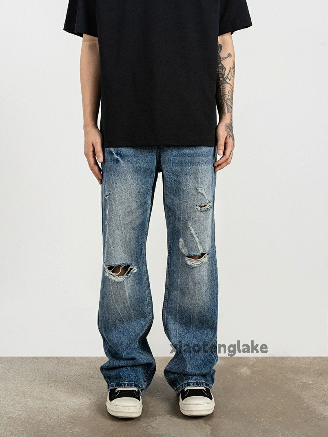 Jean × Vintage washed faded cleanfit skate hiphop damaged jeans Size US 30 / EU 46 - 1 Thumbnail