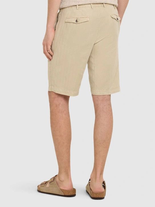 PT Torino o1lsvrm0425 Lyocell Blend Herringbone Shorts in Beige Size US 34 / EU 50 - 4 Thumbnail