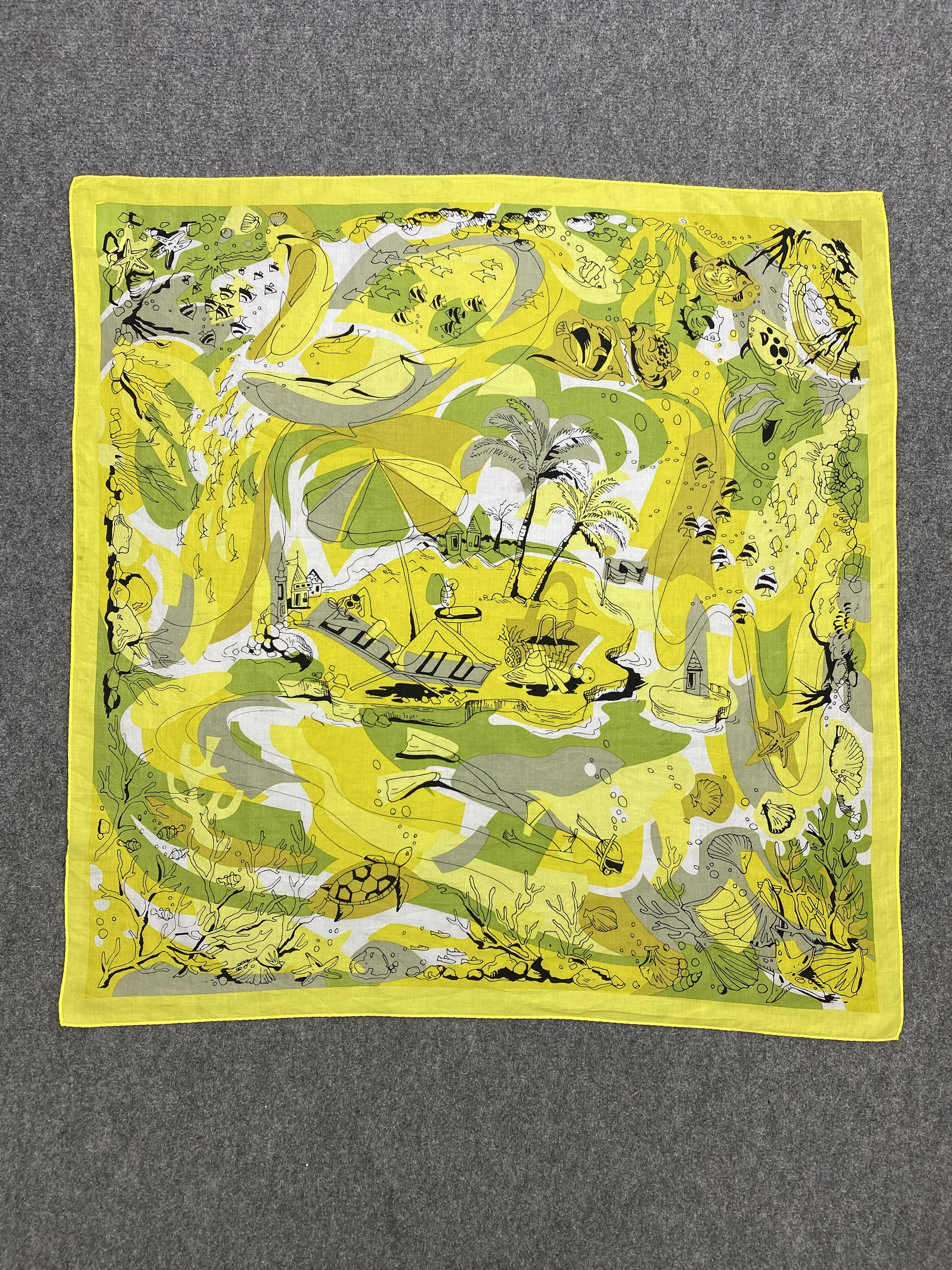 Japanese Brand Vintage Japanese Brand Deep Ocean Silk Scarf SN0134 Size ONE SIZE - 3 Thumbnail