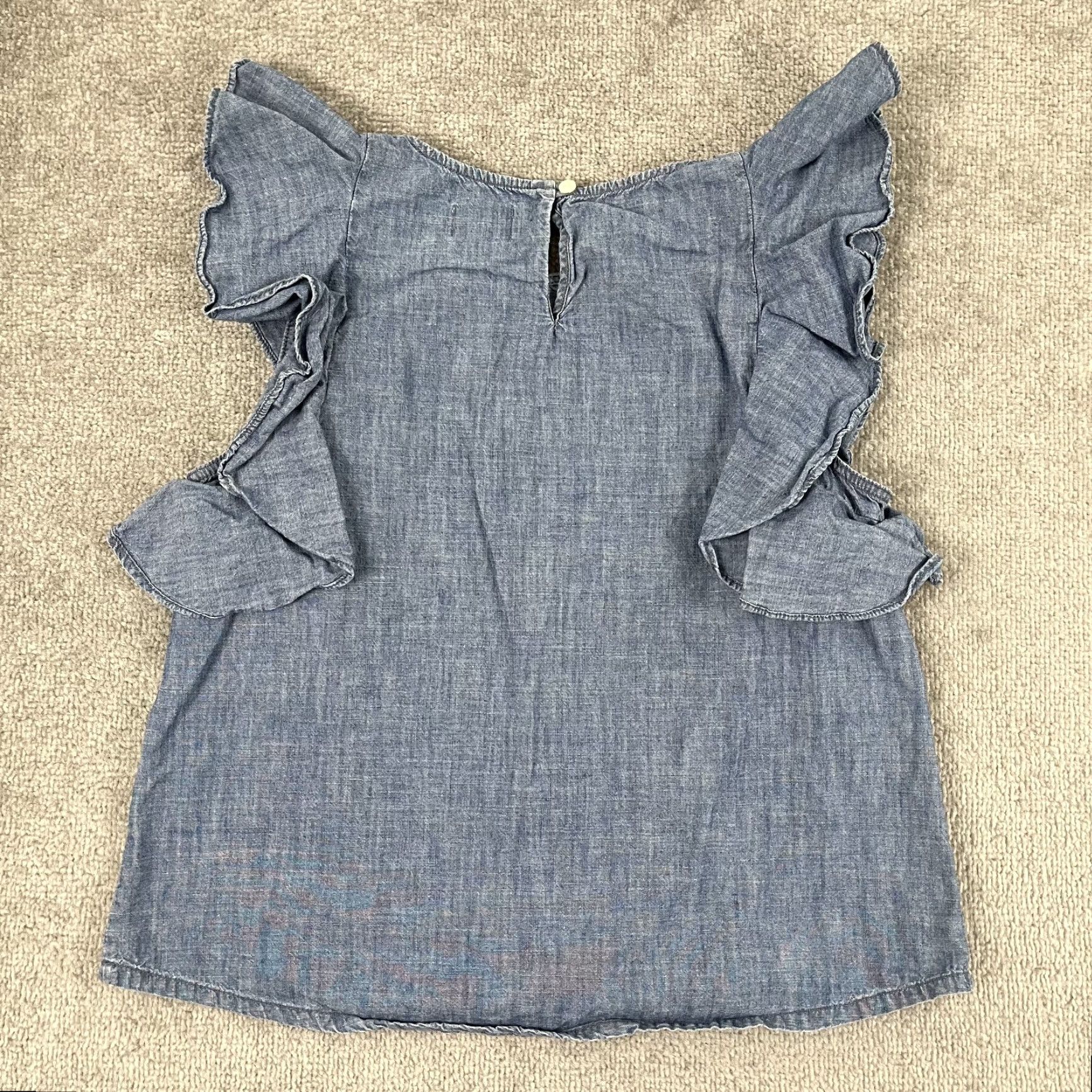 J.Crew VINTAGE J.CREW Blouse Top Womens Size 10 Chambray Casual Short Sleeve Crew Neck Shirt Size L / US 10 / IT 46 - 7 Thumbnail