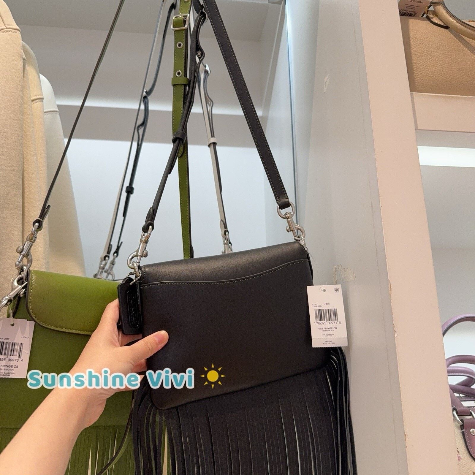Coach NWT COACH 1964 Fringe Bag Glovetanned leather Black CU033 Size ONE SIZE - 4 Thumbnail