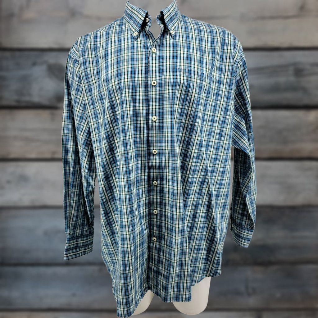 Peter Millar VINTAGE Peter Millar Long Sleeved Button Up Shirt Blue Plaid XXL Size US XXL / EU 58 / 5 - 1 Thumbnail