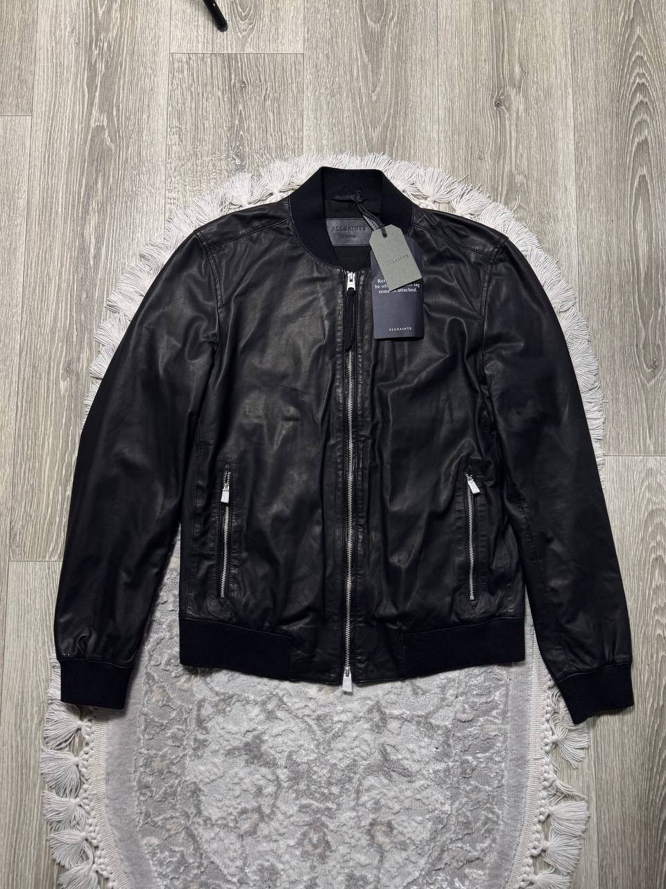 Allsaints ALLSAINTS Men’s Black Leather Bomber Jacket Sheep Leather Size US M / EU 48-50 / 2 - 1 Thumbnail