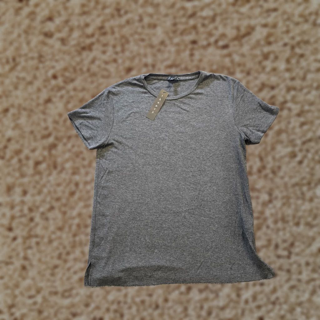 Theory Theory Top Womens Size Small Gray Ribbed Short Sleeve Stretch Minimal Capsule Top Size S / US 4 / IT 40 - 1 Thumbnail