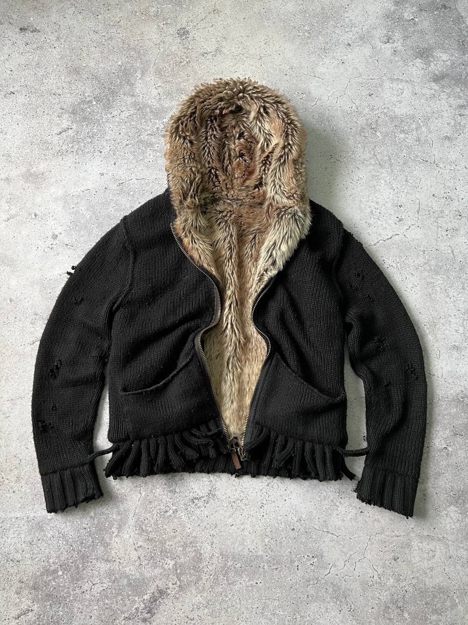 Pre-owned Archival Clothing X Beauty Beast Vintage Fur Foxy Hooded Jacket Ifsixwasnine Lgb Style In Black