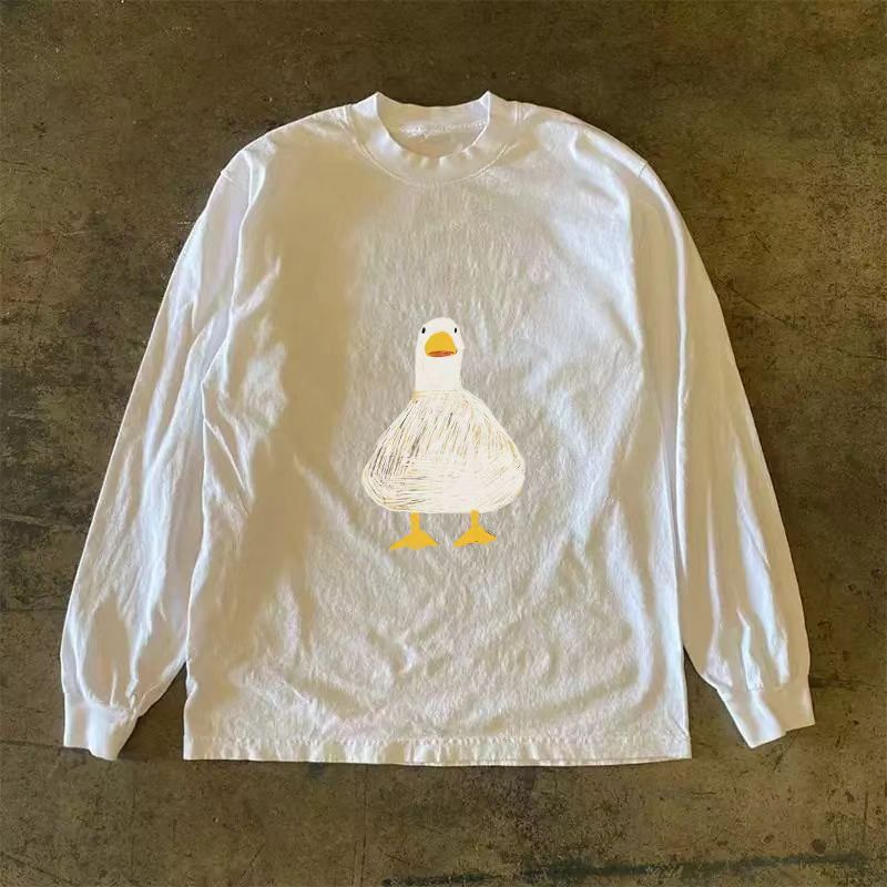 Vintage White washed retro cartoon duck print long-sleeved t-shirt Size US M / EU 48-50 / 2 - 1 Thumbnail
