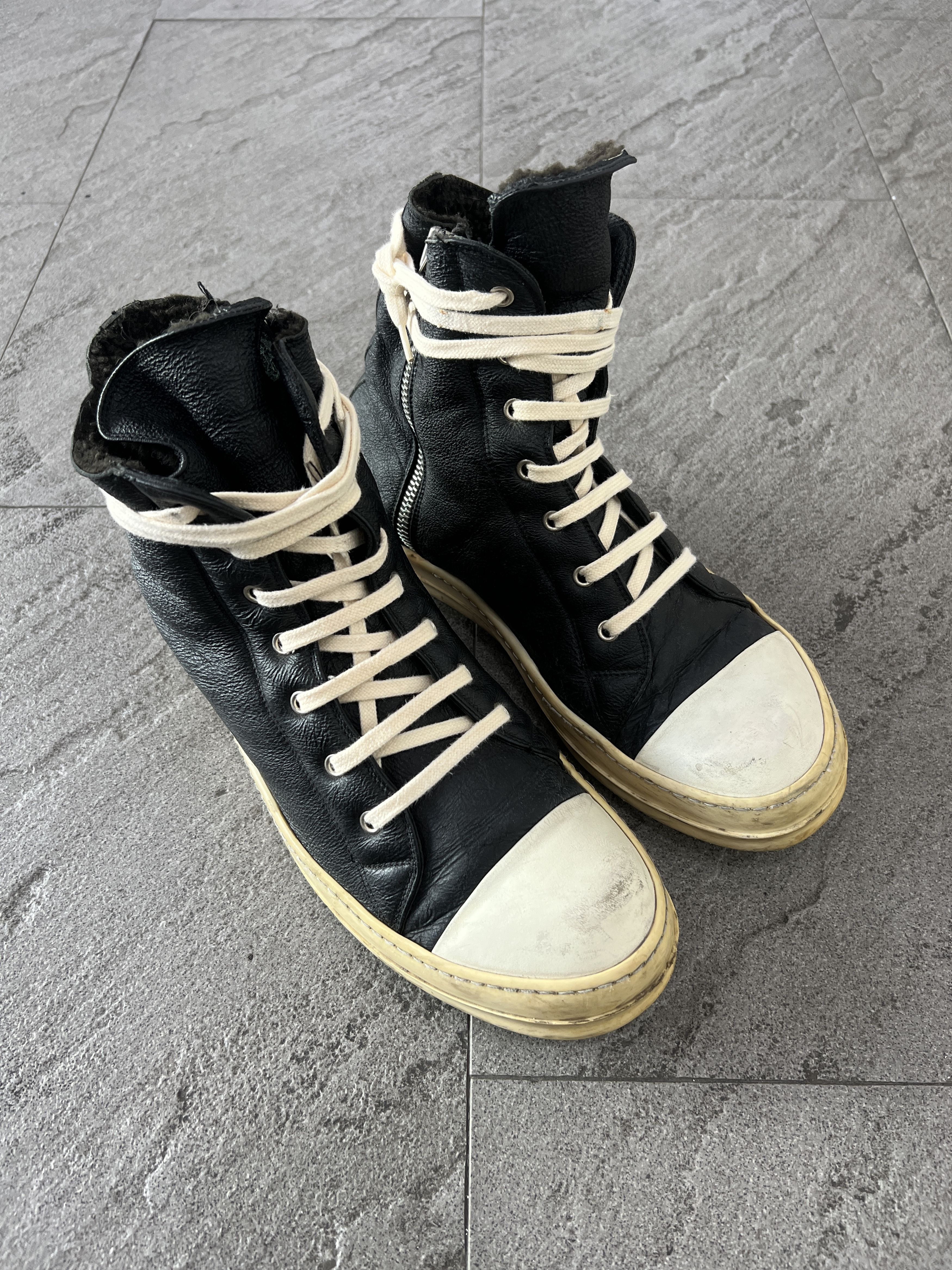Rick Owens Rick Owens Ramones High Black Leather Milk EU42 Size US 9 / EU 42 - 6 Thumbnail