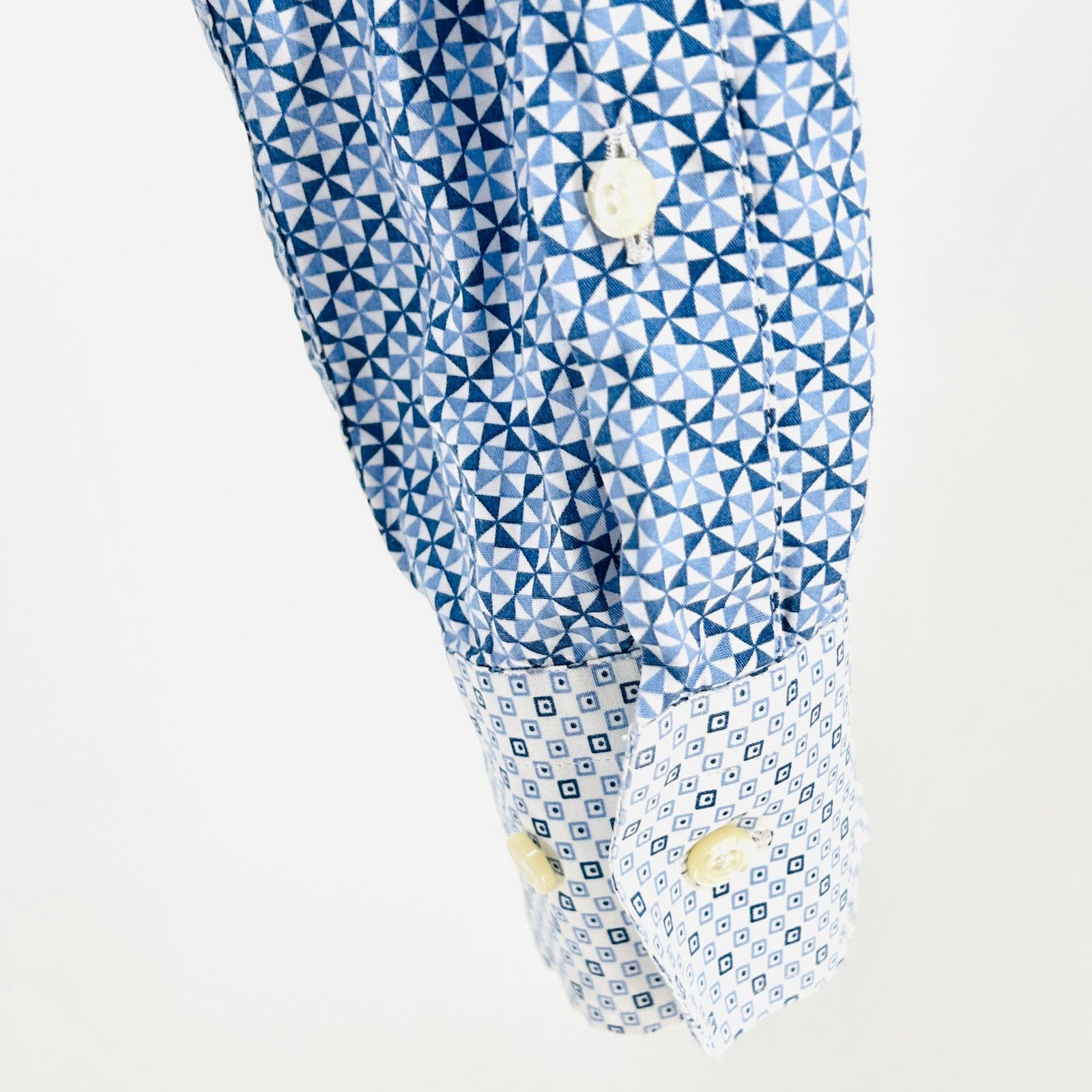 Etro Etro Blue Geometric Print Contrast Collar Cuff Shirt Size US S / EU 44-46 / 1 - 5 Thumbnail