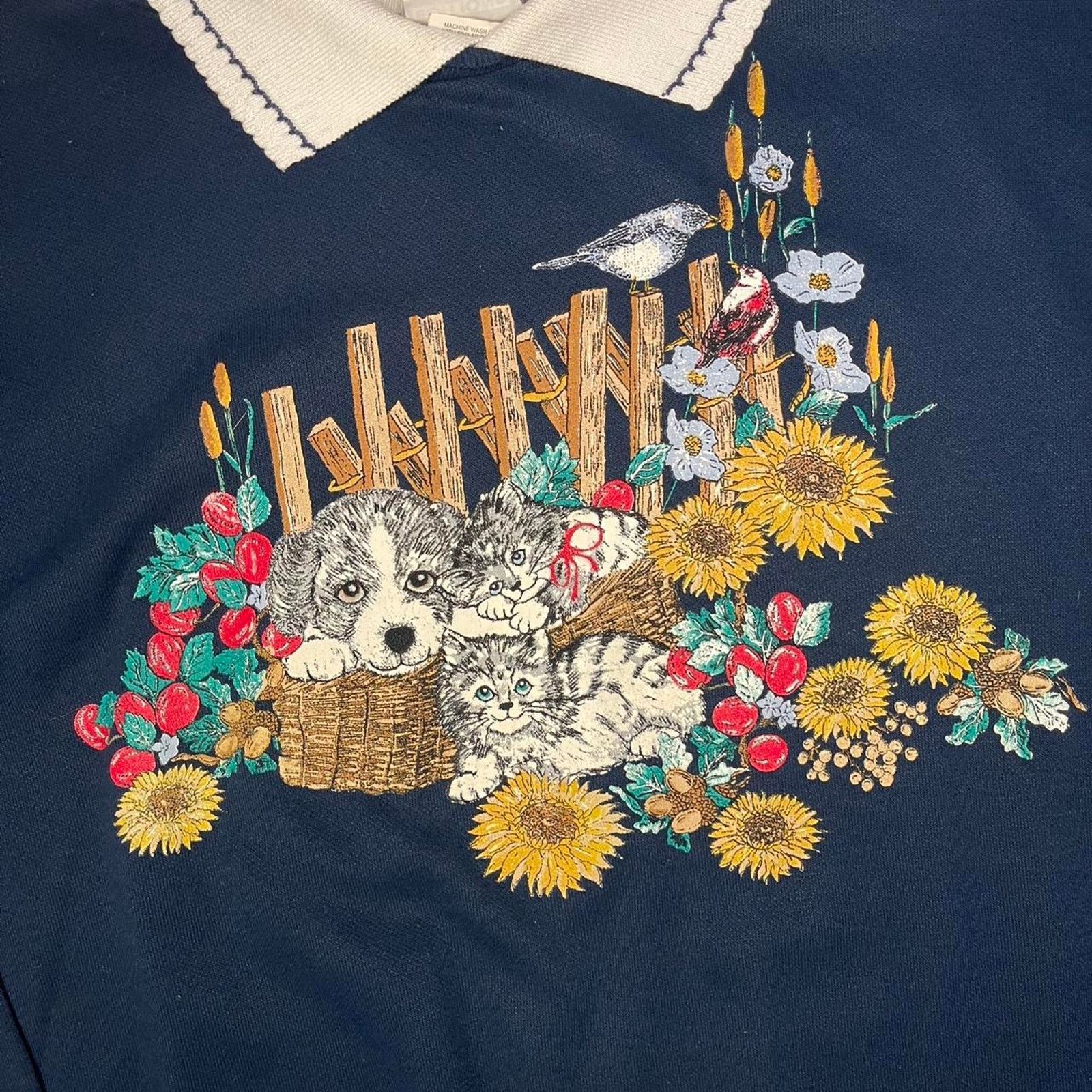 Basic Editions Vintage 90s cat and dog sweatshirt Size XL / US 12-14 / IT 48-50 - 2 Thumbnail