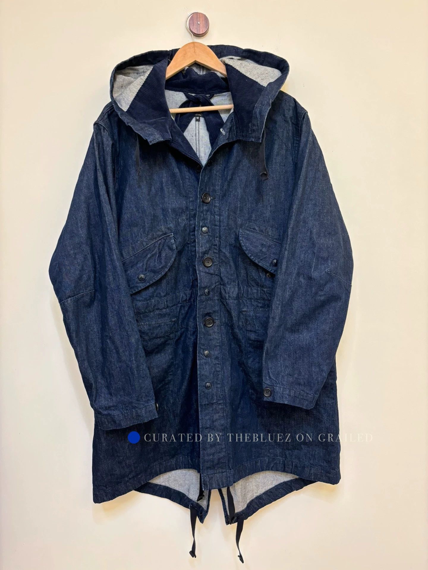 Engineered Garments Blue Denim Hooded Jacket with Button Front Size US M / EU 48-50 / 2 - 1 Thumbnail