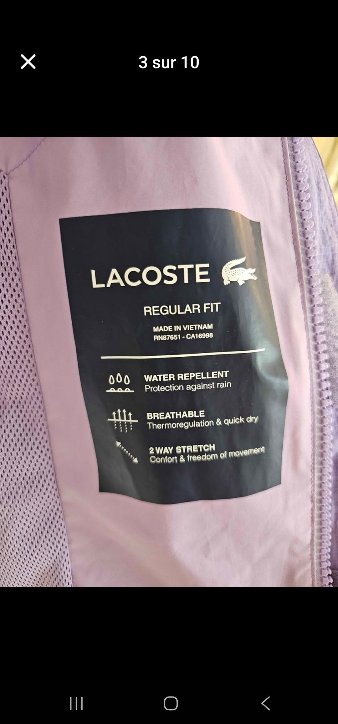 Lacoste Lacoste Purple Raincoat Size US M / EU 48-50 / 2 - 4 Thumbnail
