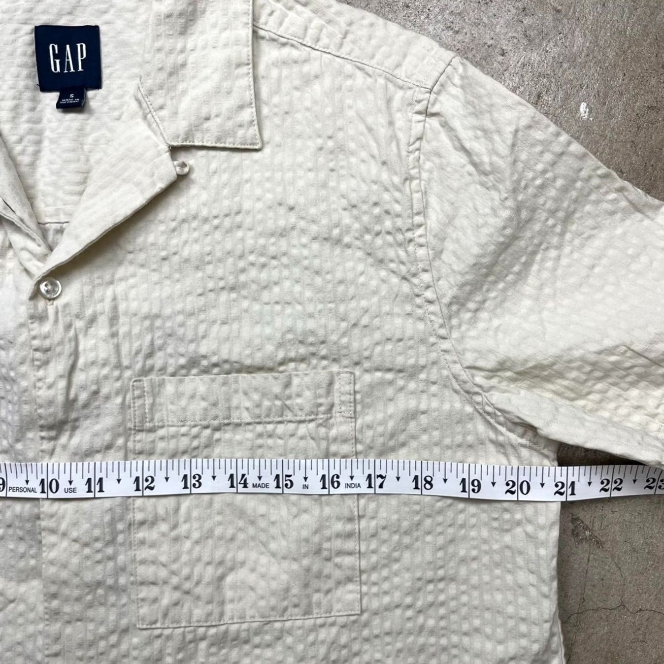 Gap Gap Shirt Mens S Camp Collar Seersucker Button cream Size US S / EU 44-46 / 1 - 4 Thumbnail