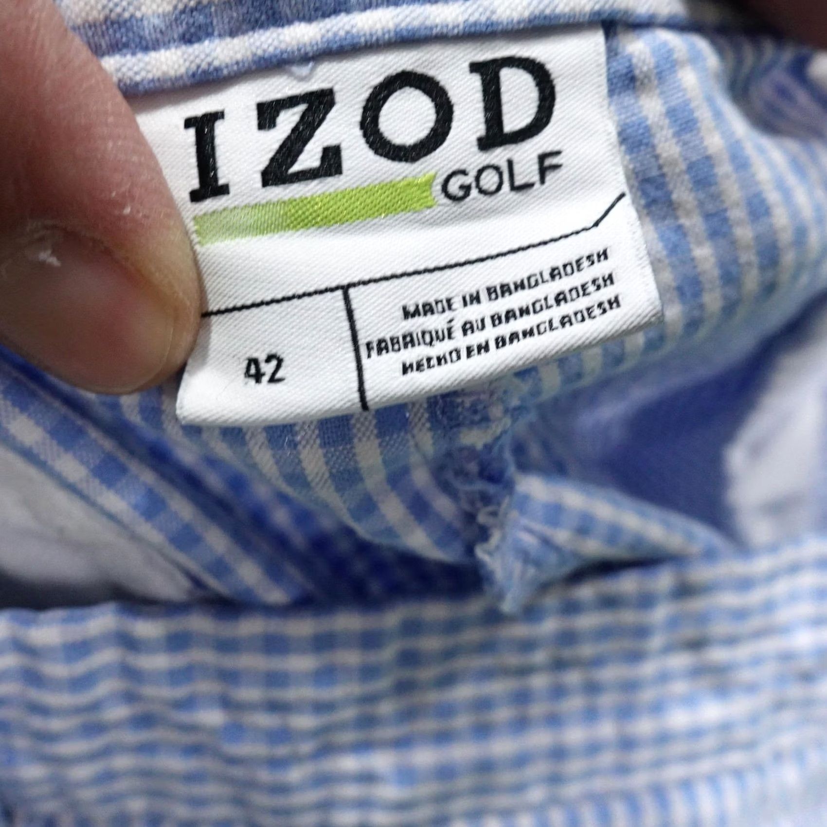 Izod IZOD Golf Shorts Mens 42 Blue Check Chino Cotton Polyester Pockets 10 Inseam Regular Front Flat Lightweight Easy Care Summer Mens Size US 42 / EU 58 - 6 Thumbnail