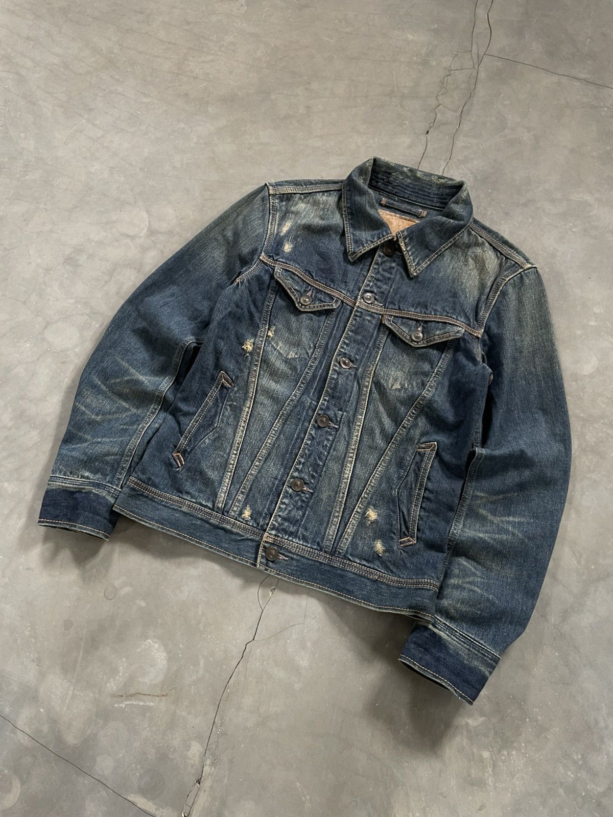 GOA GOA Selvedge Distressed Denim Jacket Hair on Hide Patch Size US M / EU 48-50 / 2 - 7 Thumbnail
