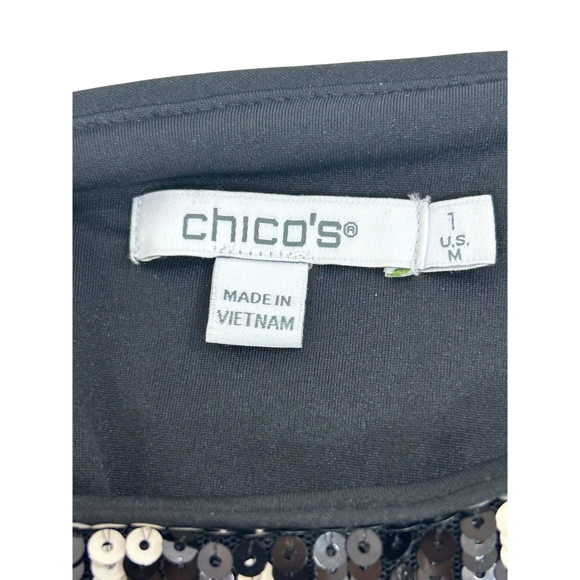 Chicos Chico’s Sequins Top Houndstooth Tunic Black White 1US M Spe Size M / US 6-8 / IT 42-44 - 5 Thumbnail