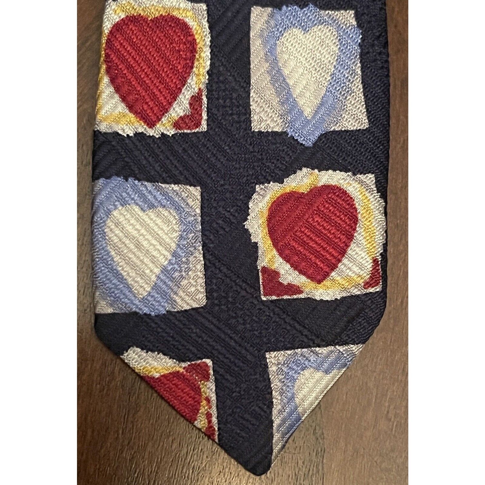 Other Today’s Man Red Blue 100% Silk Made In Italy Heart Print Size 44 - 6 Thumbnail