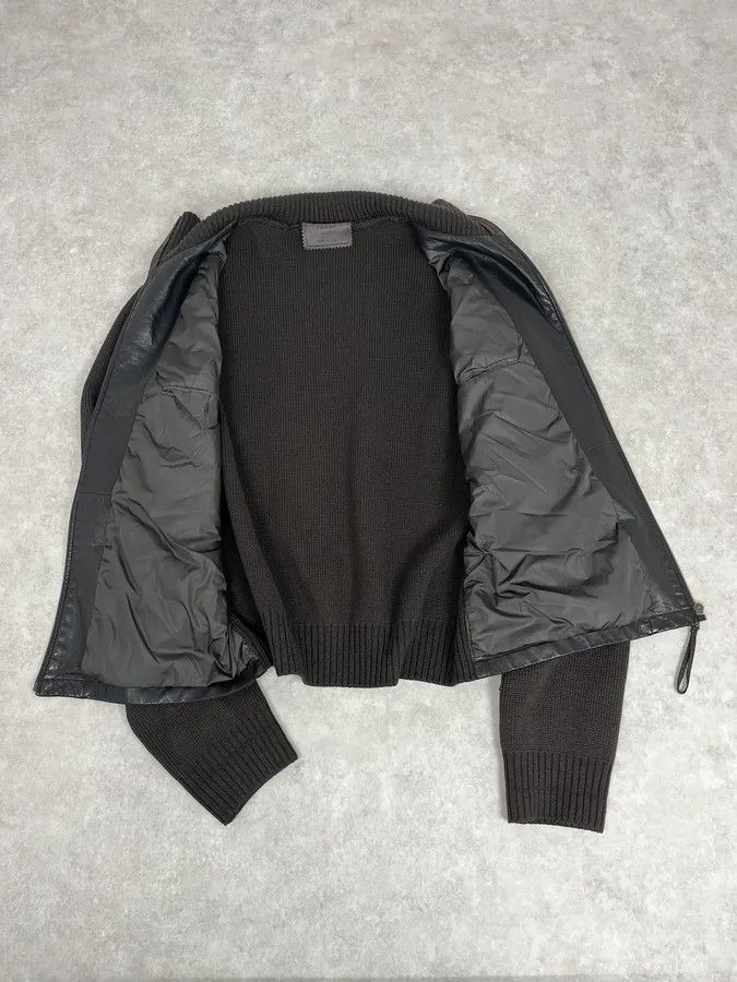 Prada 2000s Prada Brown Wool & Black Front Leather Jacket Size US L / EU 52-54 / 3 - 8 Thumbnail