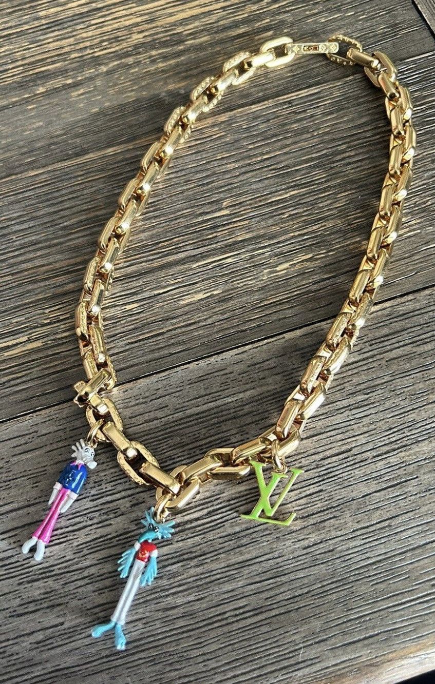 image of Louis Vuitton Lv Virgil Friends Necklace Mp2925 in Gold, Men's