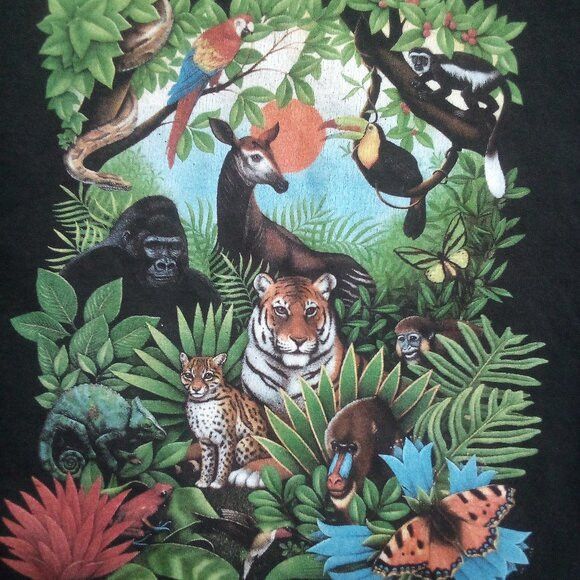 Delta Vintage Living Forest Jungle Animals Long Sleeve T-Shirt Size US XL / EU 56 / 4 - 1 Thumbnail