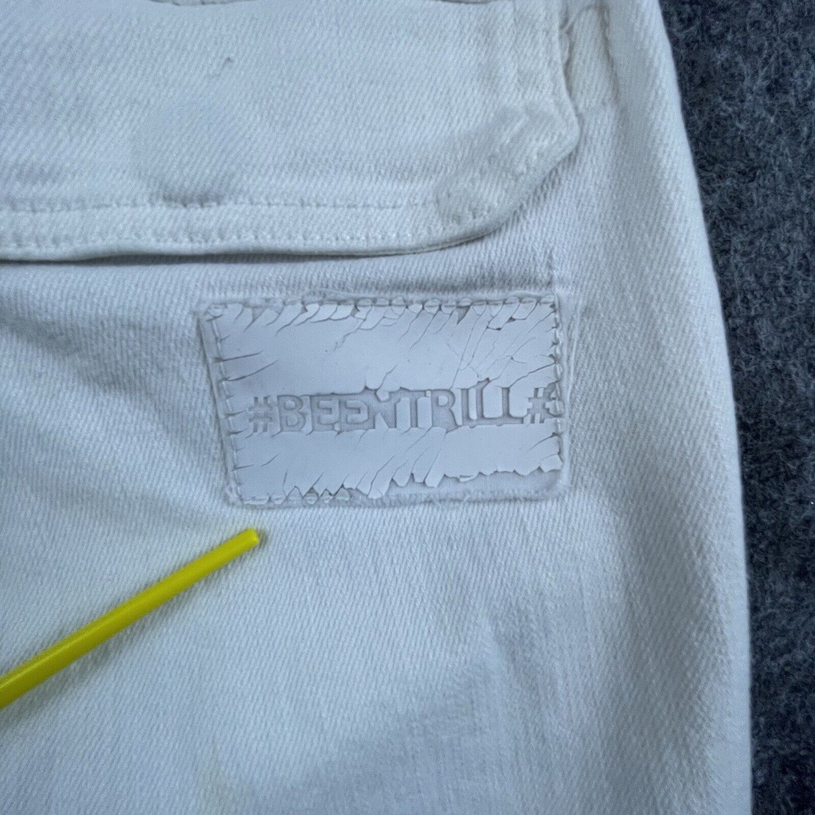 Been Trill Been Trill Pants Mens Small White Denim Joggers Streetwear Size US 28 / EU 44 - 9 Thumbnail