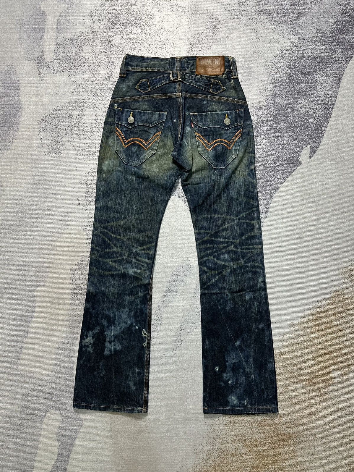 Japanese Brand 2000s Flare Edwin 411XVS Distressed Denim Y2k Size US 26 / EU 42 - 2 Thumbnail