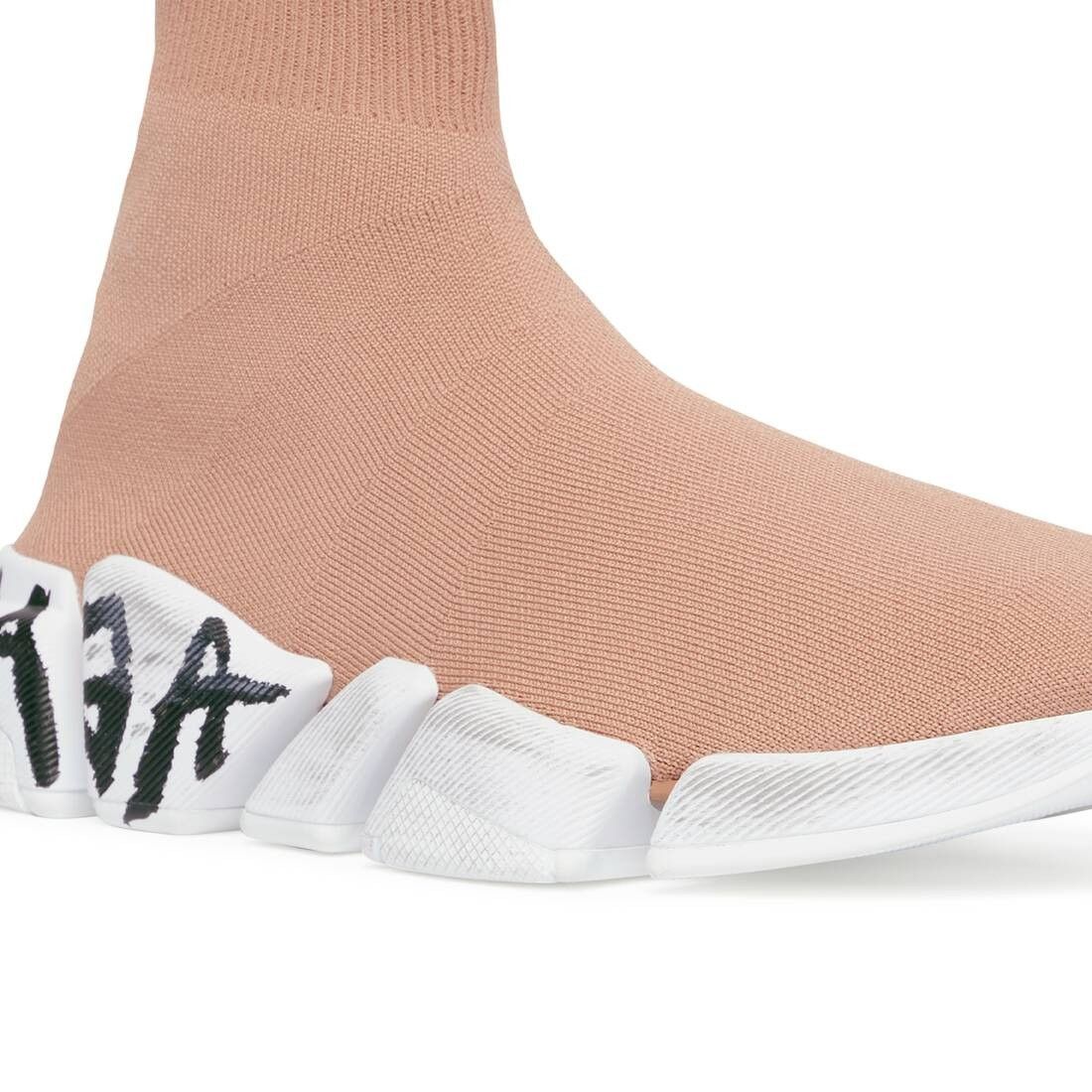 Balenciaga o1mt1gz0425 Speed 2.0 Graffiti Recycled Knit Sneakers Beige Size US 10 / EU 43 - 6 Thumbnail
