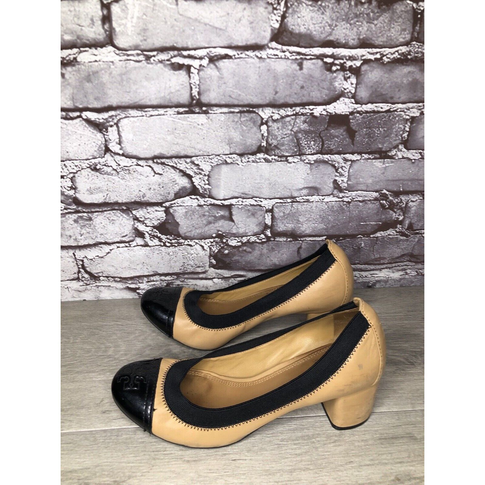 Tory Burch Tory Burch Tan Leather Black Patent Leather Block Heels Wome Size US 8.5 / IT 38.5 - 18 Thumbnail