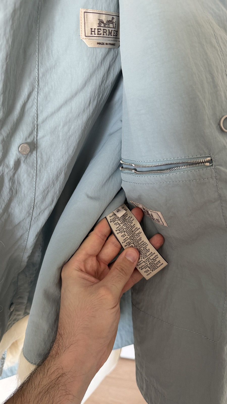 Hermes $20,000 FW22 Mens Runway 2 in 1 Ice Blue Lamb Fur Jacket Size US M / EU 48-50 / 2 - 13 Thumbnail