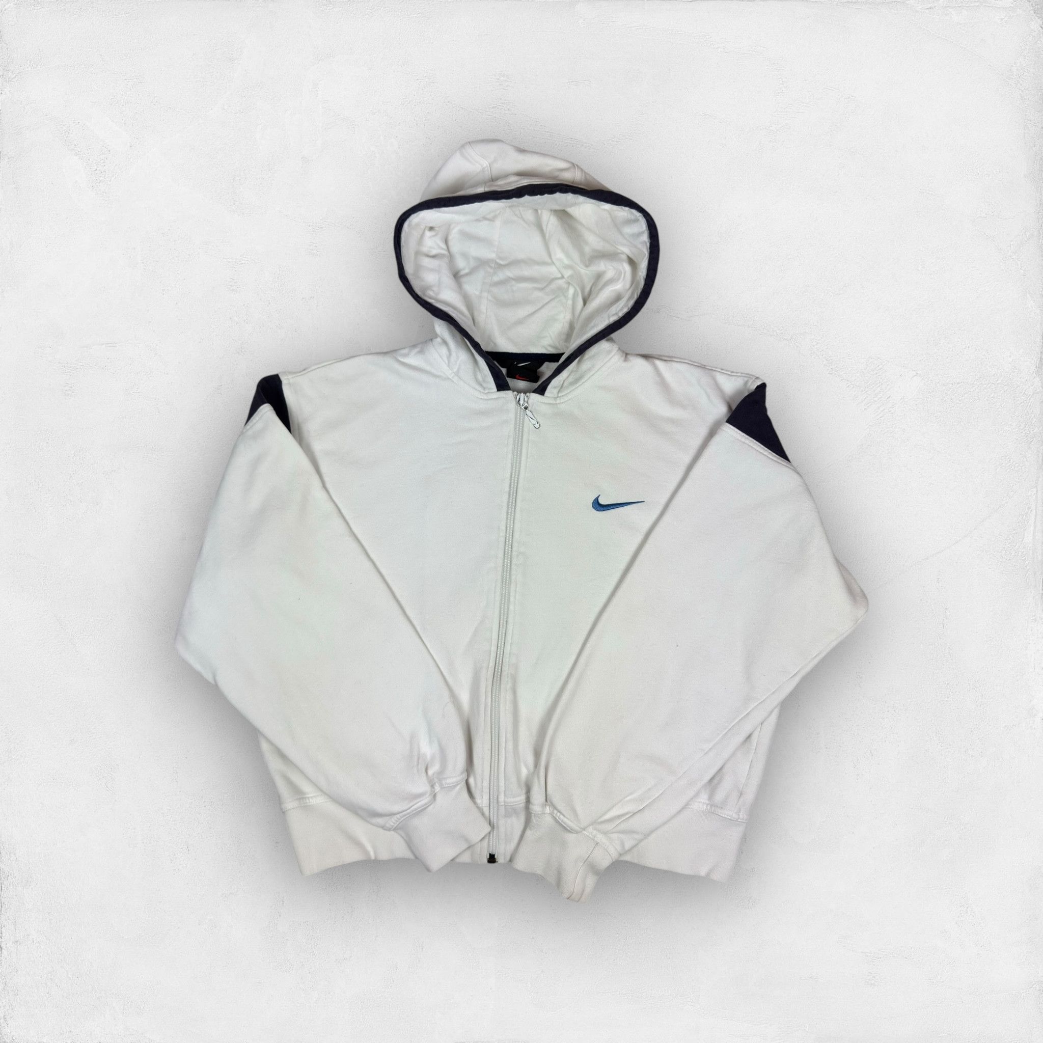 Nike × Vintage Nike Womens White Solo Swoosh Hooded Full Zip Jacket M(8-10) Size M / US 6-8 / IT 42-44 - 1 Thumbnail