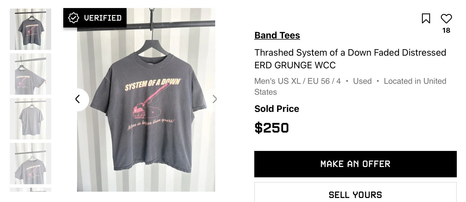 Band Tees Thrashed System of a Down Faded Distressed ERD GRUNGE WCC Size US M / EU 48-50 / 2 - 10 Thumbnail