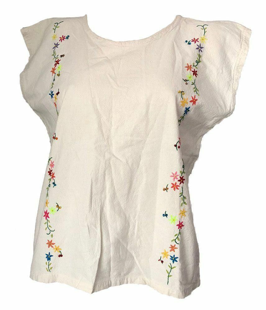 Designer Pre Owned Beige Manta Embroidered Floral Hand Made Blouse L Size L / US 10 / IT 46 - 1 Thumbnail