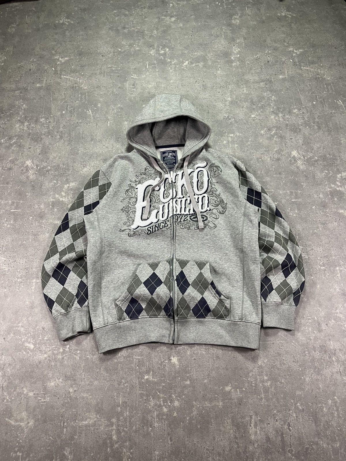 Crazy Vintage Ecko Unltd Zip Hoodie Y2K L