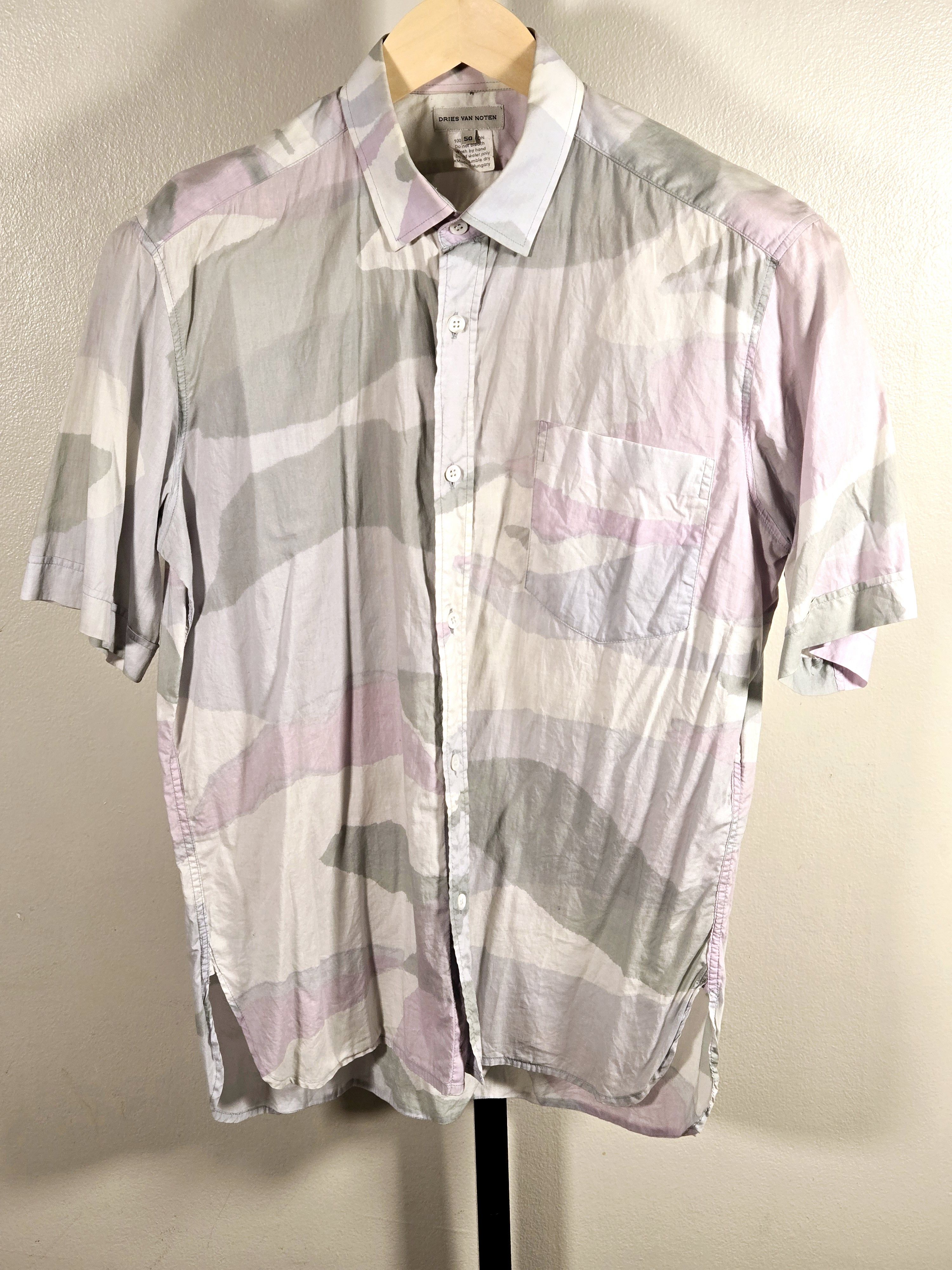 Dries Van Noten L/EU 50 Pastel Camouflage Short Sleeve Casual Shirt Size US M / EU 48-50 / 2 - 1 Thumbnail