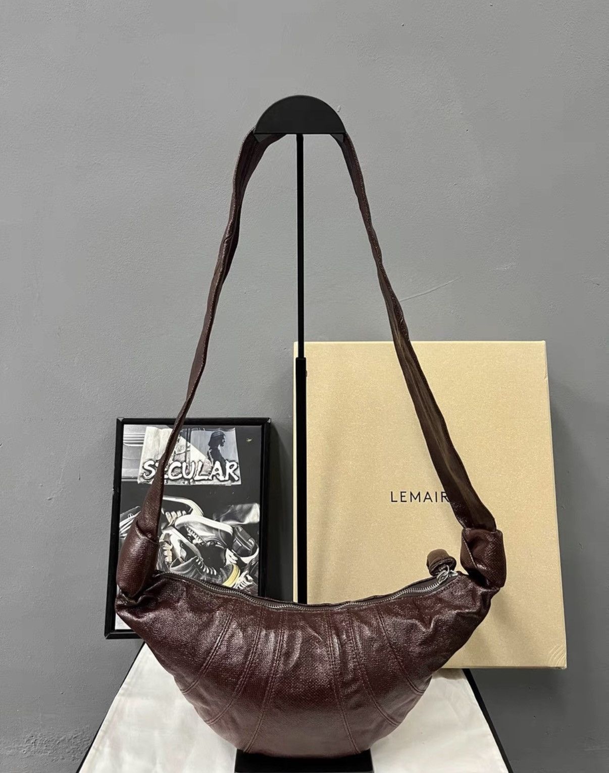 Lemaire Lemaire Coated Small Lava Chocolate Croissant Bag KKKK6 Size ONE SIZE - 1 Thumbnail
