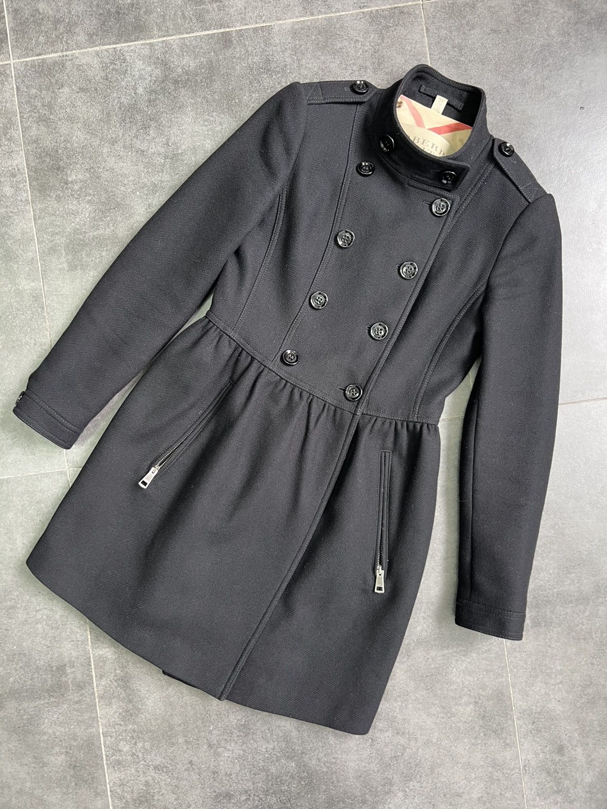 Burberry × Vintage Burberry Wool Cashmere Black Double Breasted Trench Coat Size S / US 4 / IT 40 - 3 Thumbnail