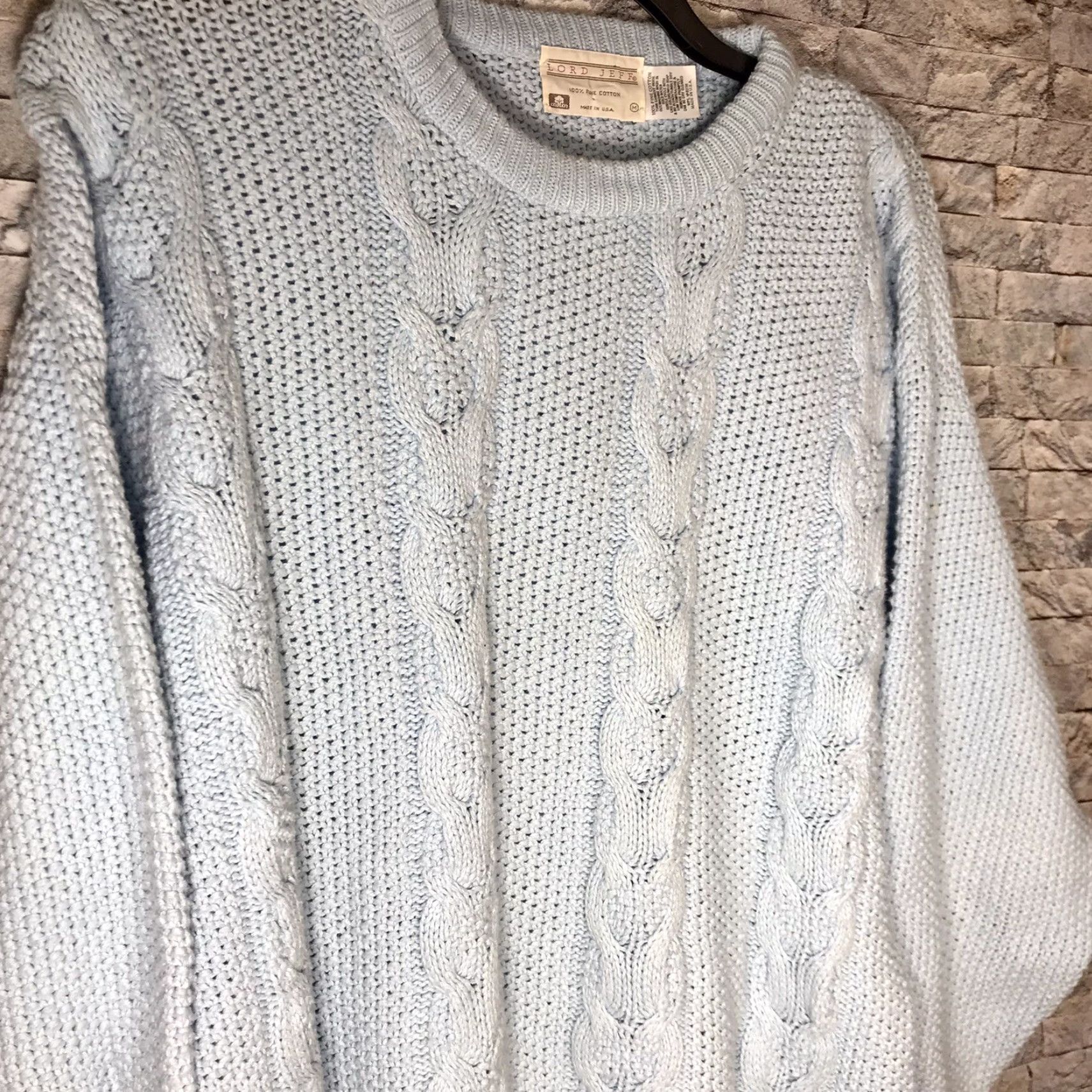 Vintage VINTAGE Lord Jeff Blue Fine Cotton Cable Knit Pullover Sweater Men’s Medium Size US M / EU 48-50 / 2 - 2 Thumbnail