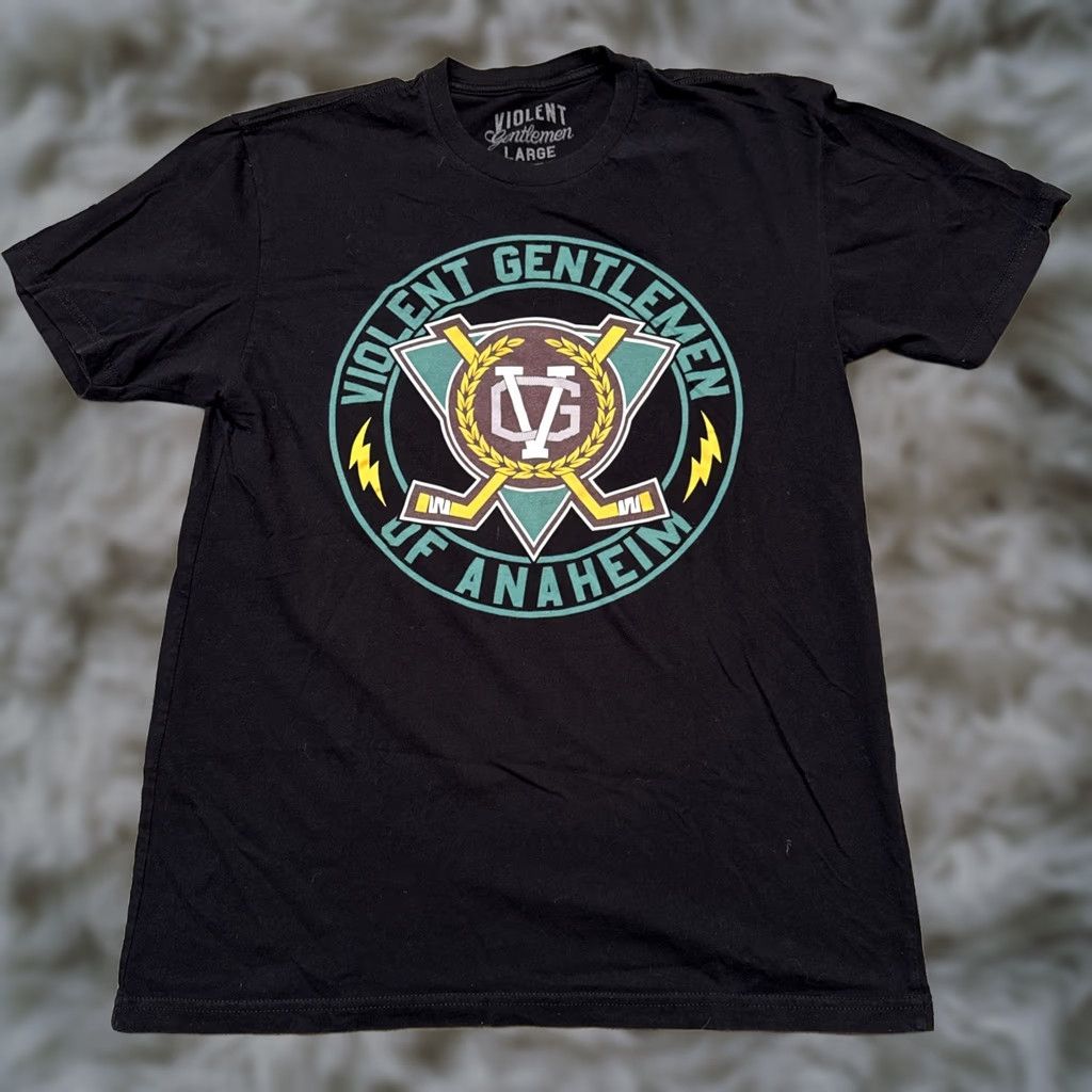 Vintage VINTAGE Violent Gentlemen T Shirt Mens Large Black Anaheim Ducks Graphic Short Sleeve Size US L / EU 52-54 / 3 - 1 Thumbnail