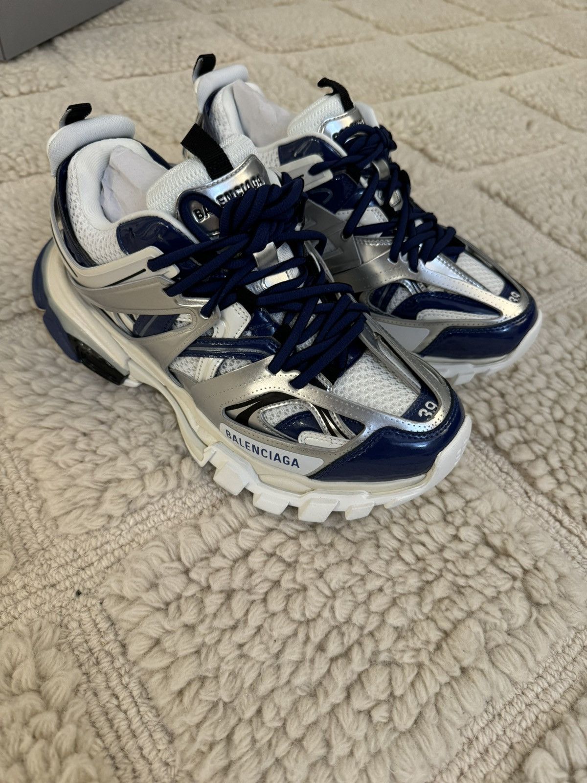 Balenciaga New Balenciaga Track LED Sneaker Metallic Silver and Blue Size US 9 / IT 39 - 9 Thumbnail