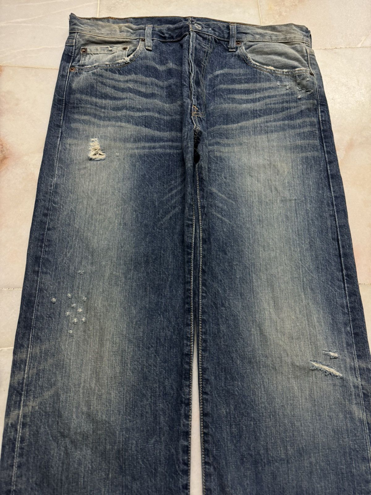 Levi's 💥BUTTON-FLY💥90's LEVI'S 501 GRUNGE HONEYCOMB DISTRESS BAGGY Size US 35 - 3 Thumbnail