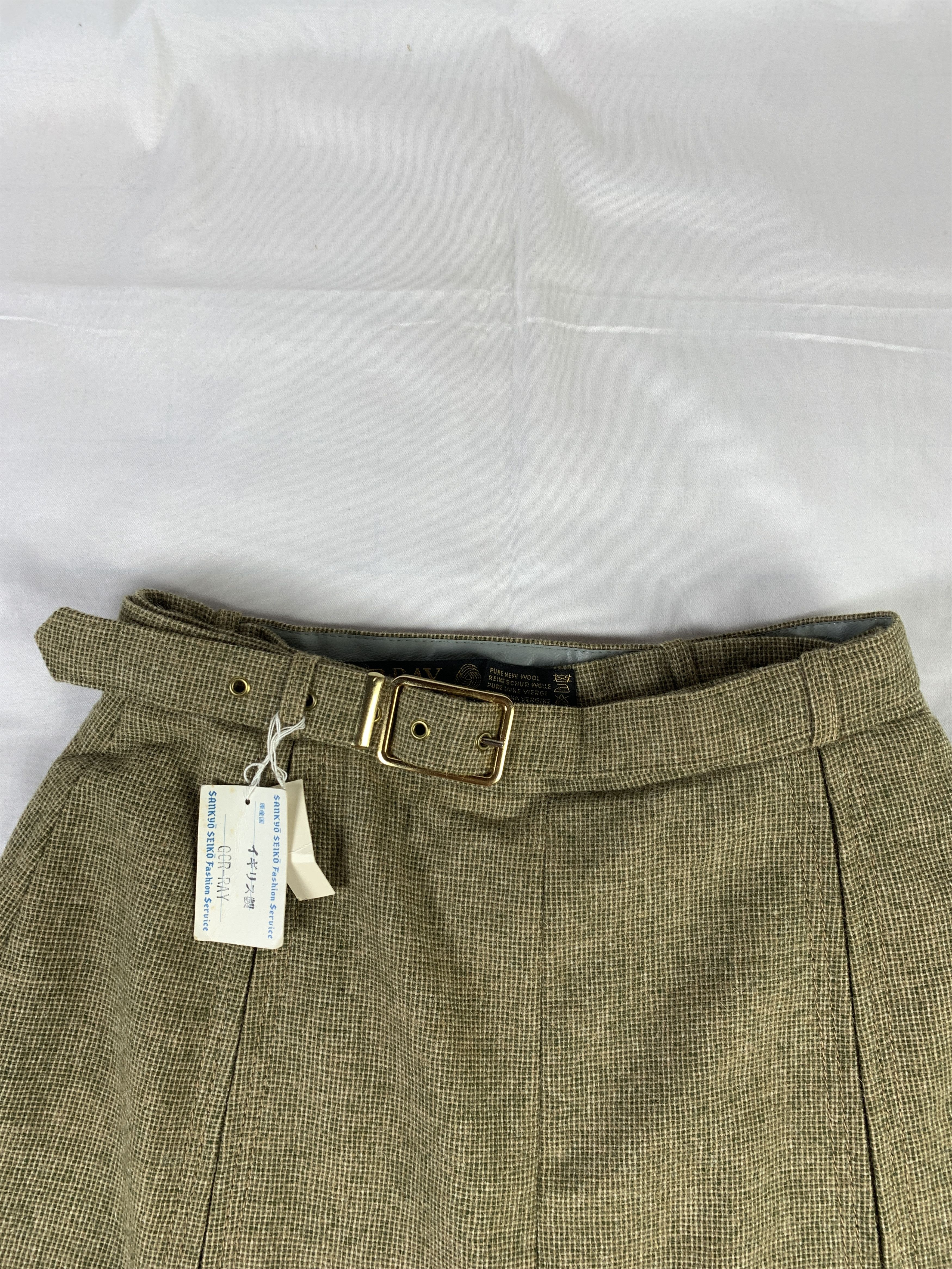 Japanese Brand 1990s Gor-Ray Tan Pure Wool High Waist Skirt (24) Size 24" / US 00 / IT 34 - 6 Thumbnail