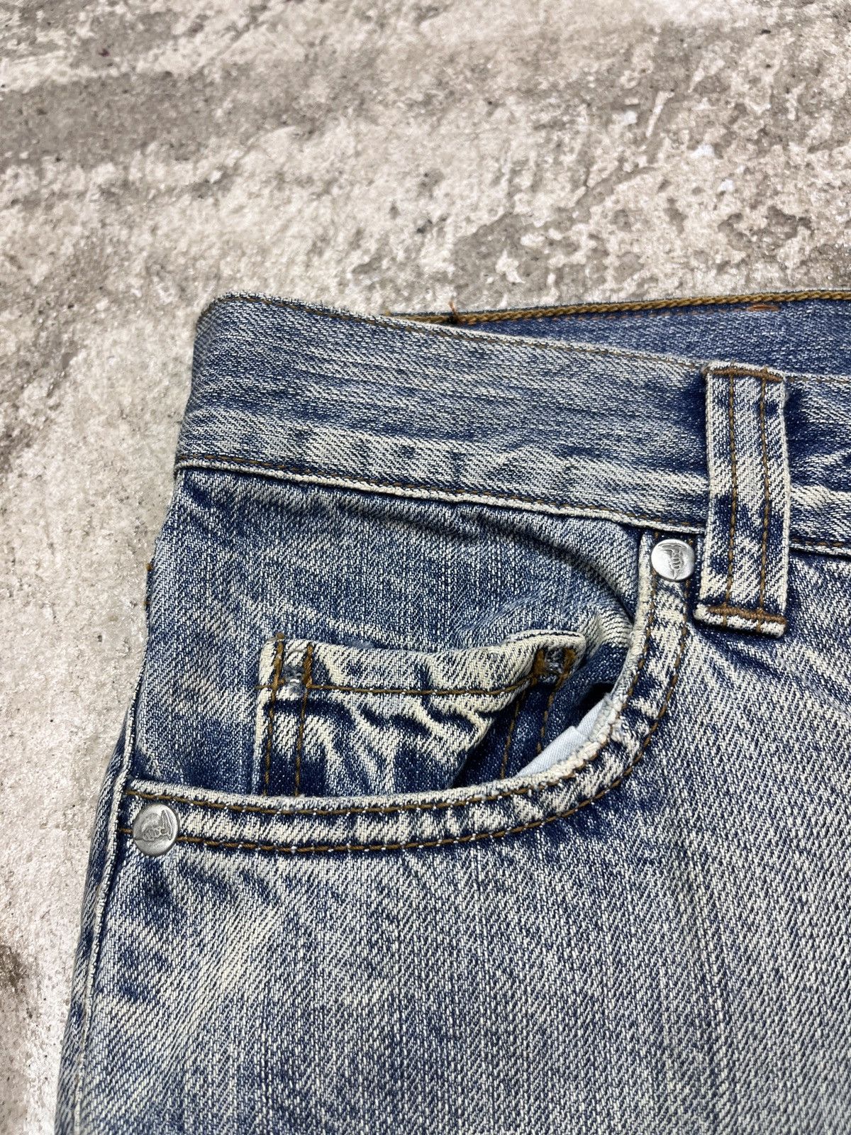 Trussardi × Vintage TRUSSARDI EMBROIDERED LOGO DENIM PANTS - LOT № 3148 Size US 33 - 10 Thumbnail