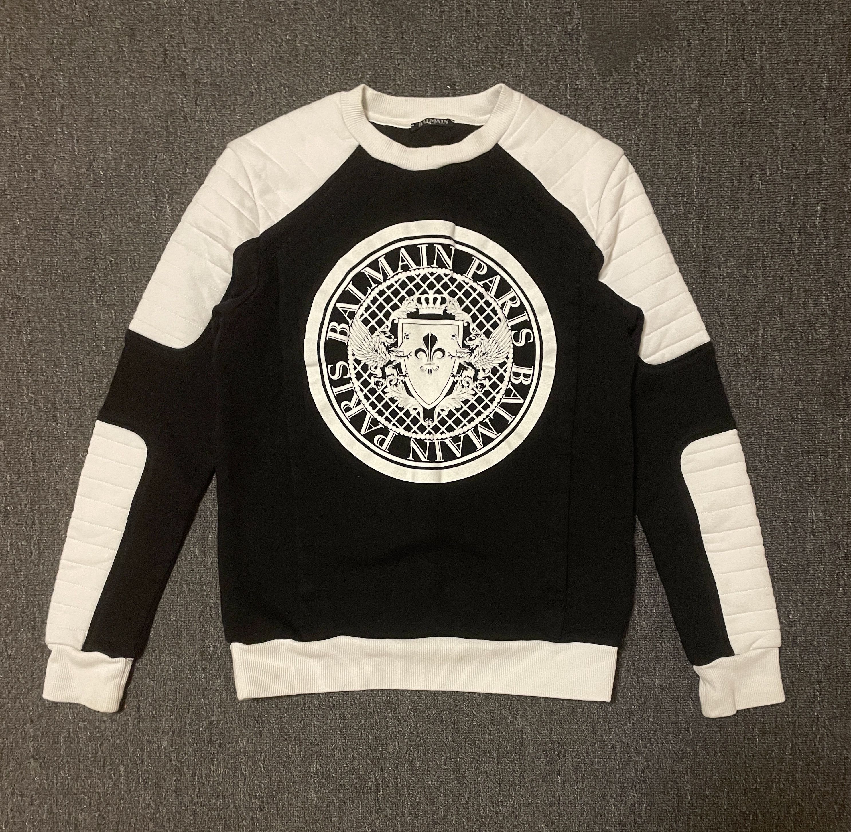 Balmain Balmain Black And White Patchwork Sweatshirt Size S Size US S / EU 44-46 / 1 - 1 Thumbnail