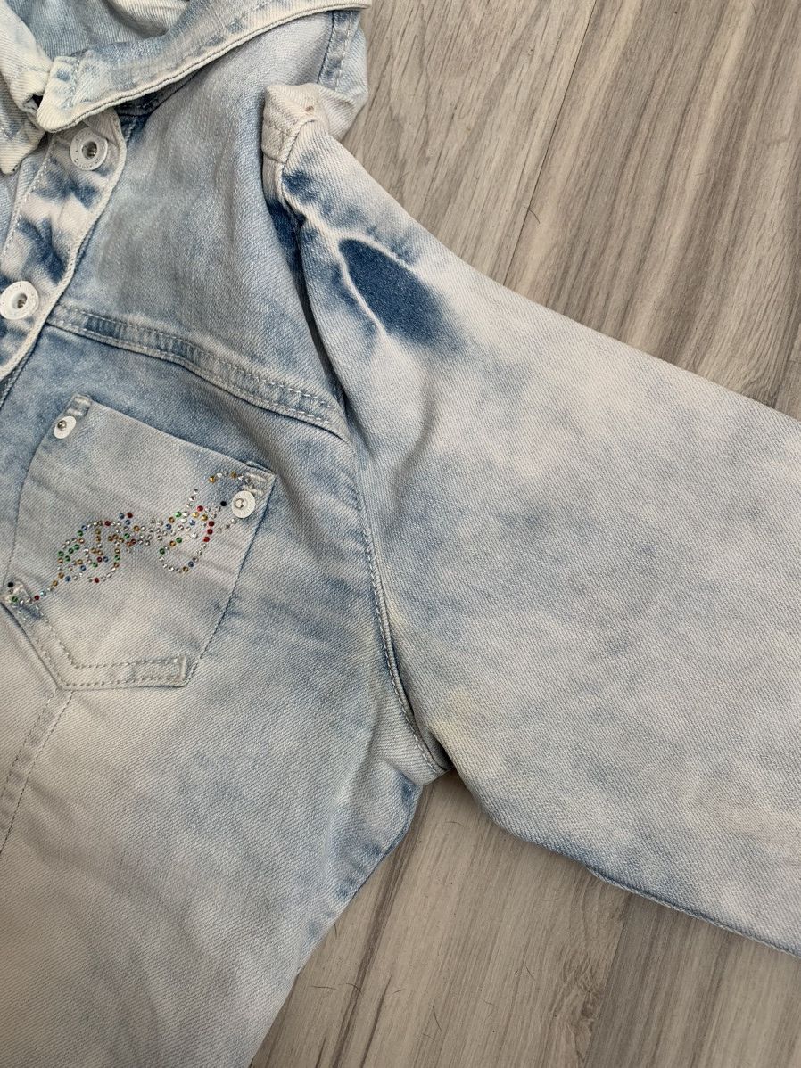 Affliction Y2K Ed Hardy Vintage Rhinestone Washed Denim Cropped Jacket Size S / US 4 / IT 40 - 5 Thumbnail