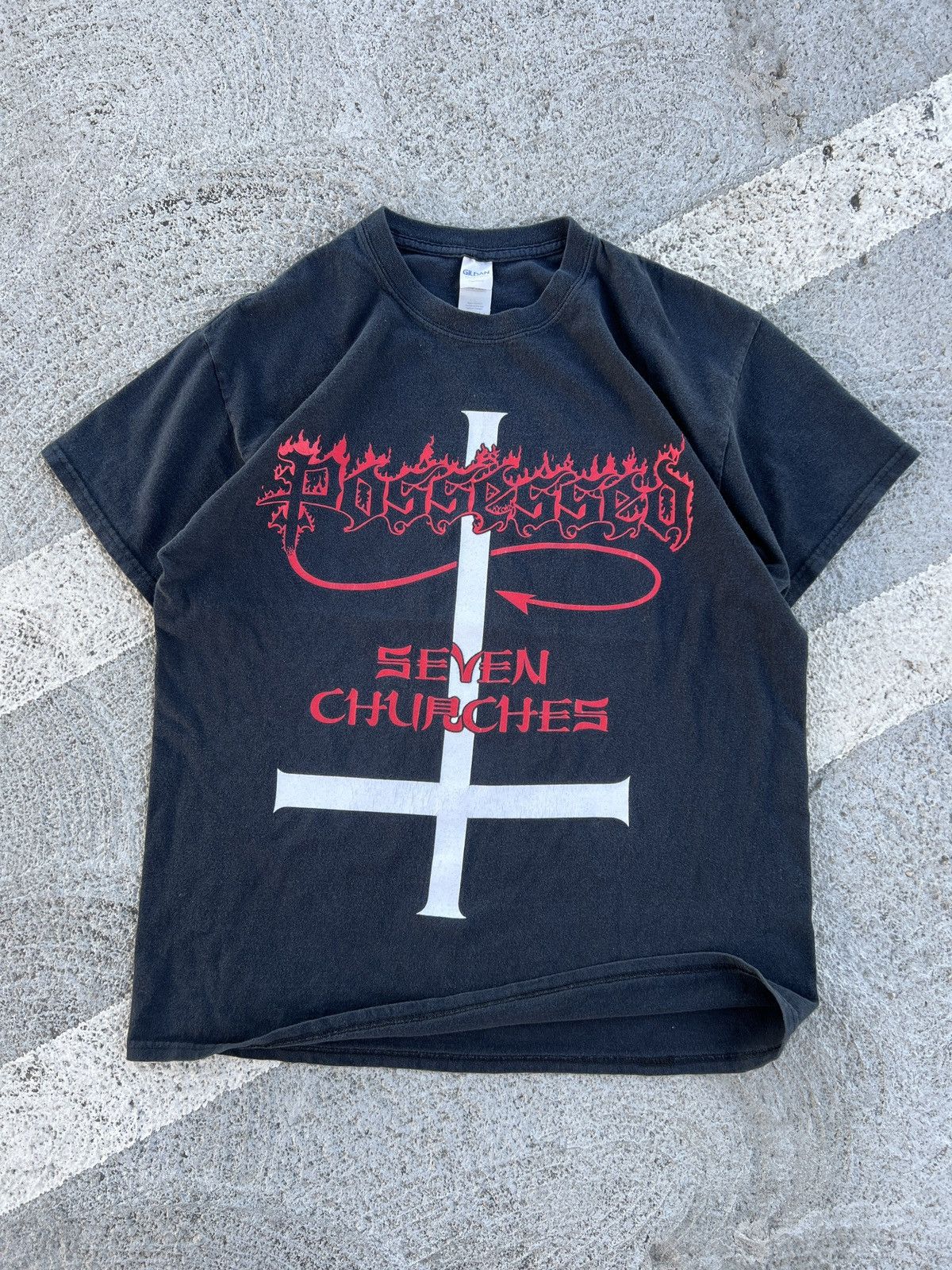 image of Band Tees x Vintage Possessed Punk Band Tee in Black, Men's (Size Large)