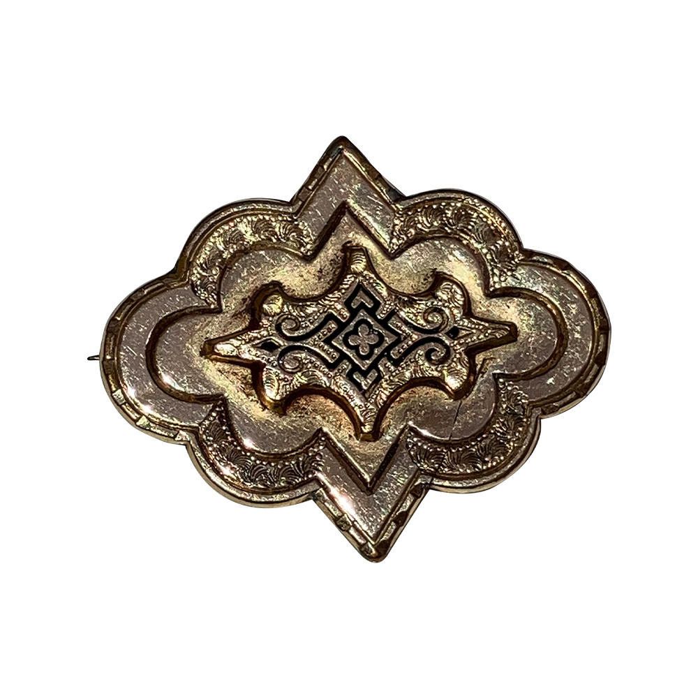 Designer 14 kt Gold French Victorian Black Enamel Pin Pendant Size ONE SIZE - 1 Thumbnail