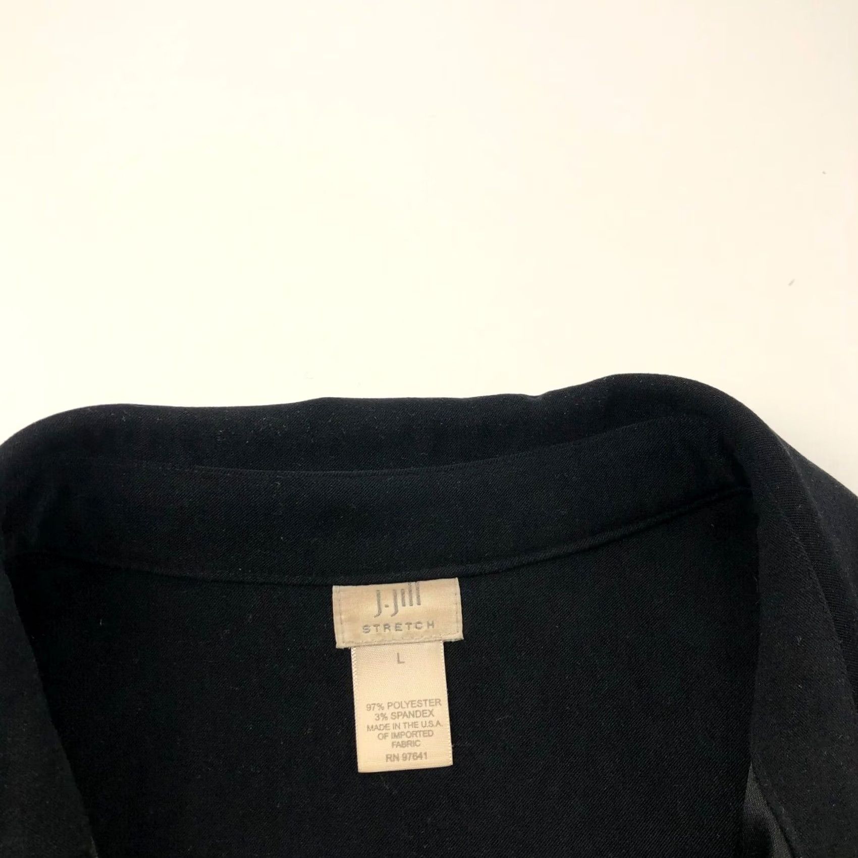 J. Jill J.Jill Blazer Style Jacket Black 4034 Large Womens Polyester Blend Button Long Sleeve Mid-Length Regular Coat - No extra text Size L / US 10 / IT 46 - 3 Thumbnail